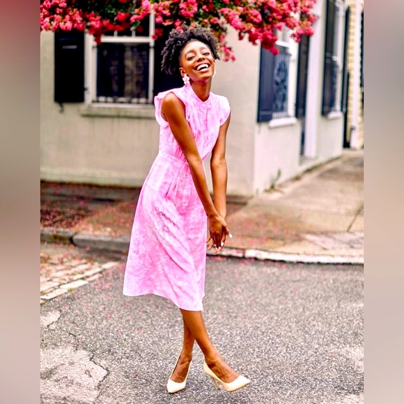 Lilly Pulitzer🦄 NWT Palm Beach Silk Midi Dress Pop Up Skinny Dipping 🦄 - Picture 4 of 12